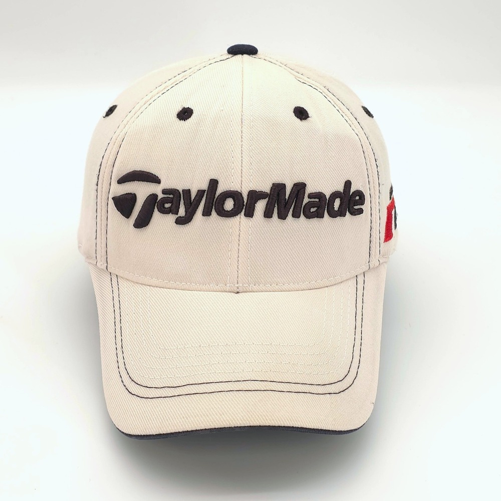 TaylorMade Hat Cap Mens StrapBack Beige Golf Sport Embroidered Adjustable